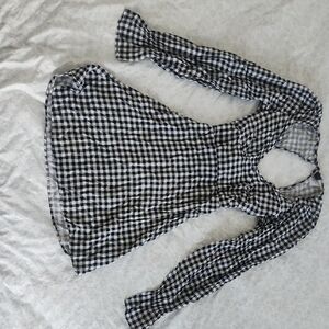 Black and White Checkered Backless Dress